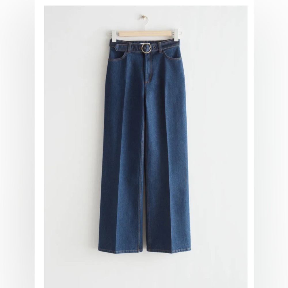 NWT & other stories wide leg belted jeans size 2